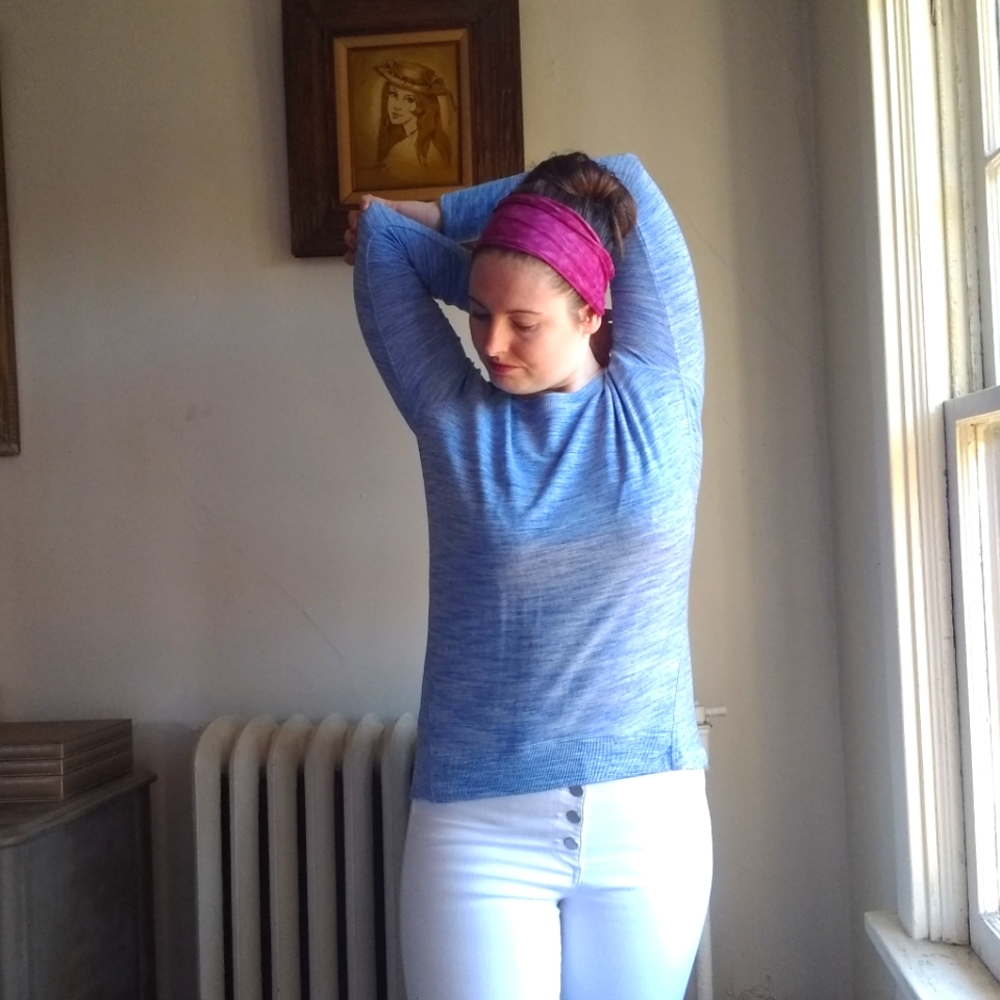 Champion | Elite Blue Heathered Athletic Long-Sleeved Workout Pullover M NWT